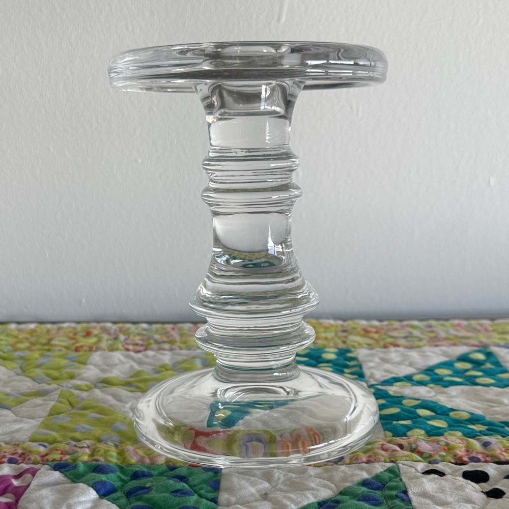 Vintage Krosno Poland Claro Heavy Clear Crystal Taper and Pillar Candle Holder